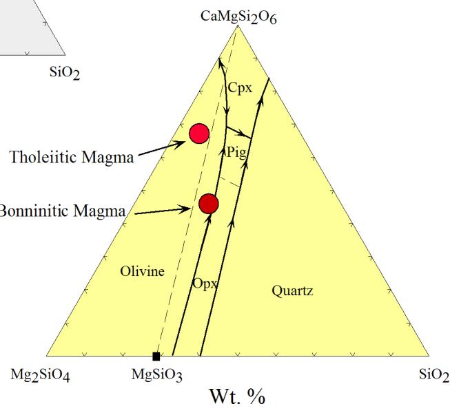 Label the likely Skaergaard parent magma with an S and the likely Bushveld magma with a B (2 pts) B S S B 15) The Cyclic Zone of the Layered Series at Duluth shows multiple cycles where Ol+Pl