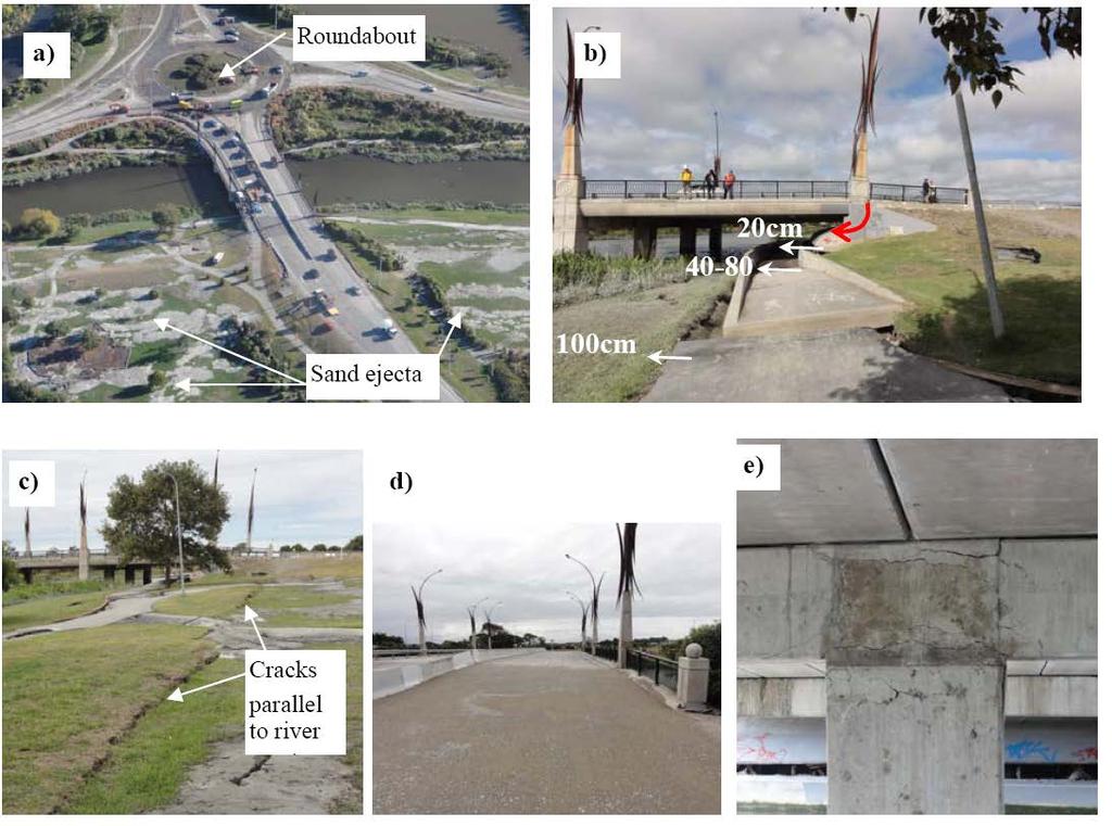 Appendix A: Mechanism and effects of liquefaction and lateral spreading Again the same characteristic damage mechanism depicted in figure A.22 was evident at the ANZAC Bridge. Figure A.