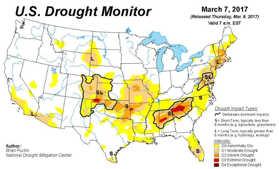 US drought 2017 neutral conditions eradicated