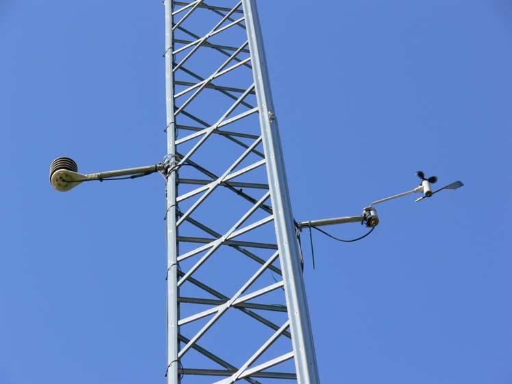 Figure 16. This 20 m tower held air temperature and wind sensors in the test vineyard.
