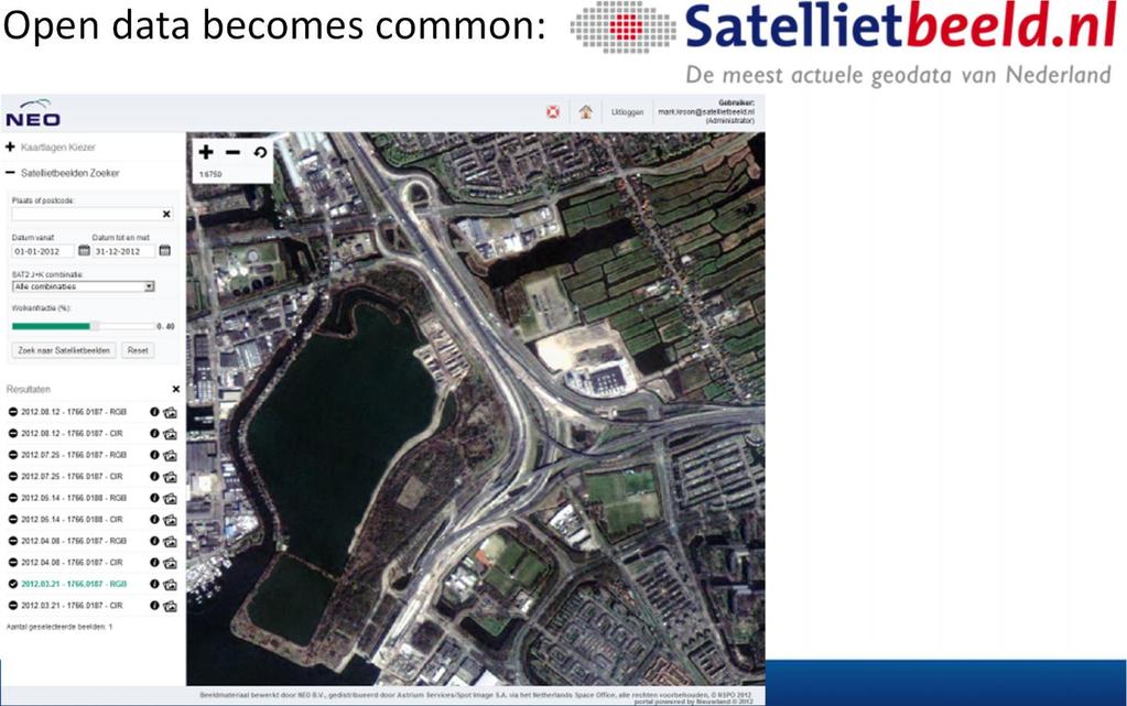 Our spatial context Open data becomes common: From 2013 ESA will launch Sentinel