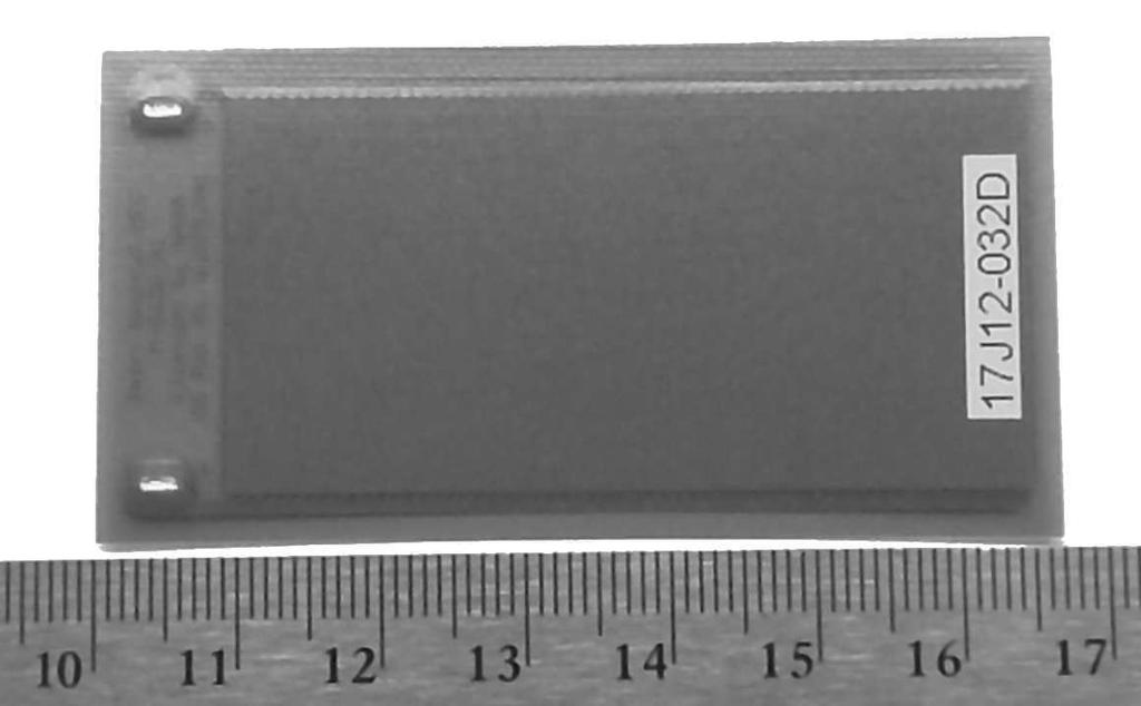 134 + + - - (a) (b) Figure 4.1: Smart Materials macro fiber composites: (a) 56 mm by 28 mm active and (b) 28 mm by 14 mm active Table 4.