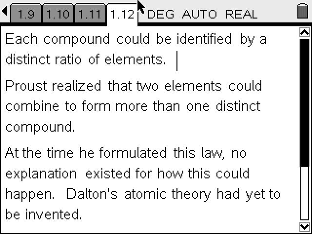 Law of Definite Proportions - S 7 of 8 12 Summing up Q9. What does Proust s Law of Definite Proportions mean? Q10. How does this discovery demonstrate the nature of science?