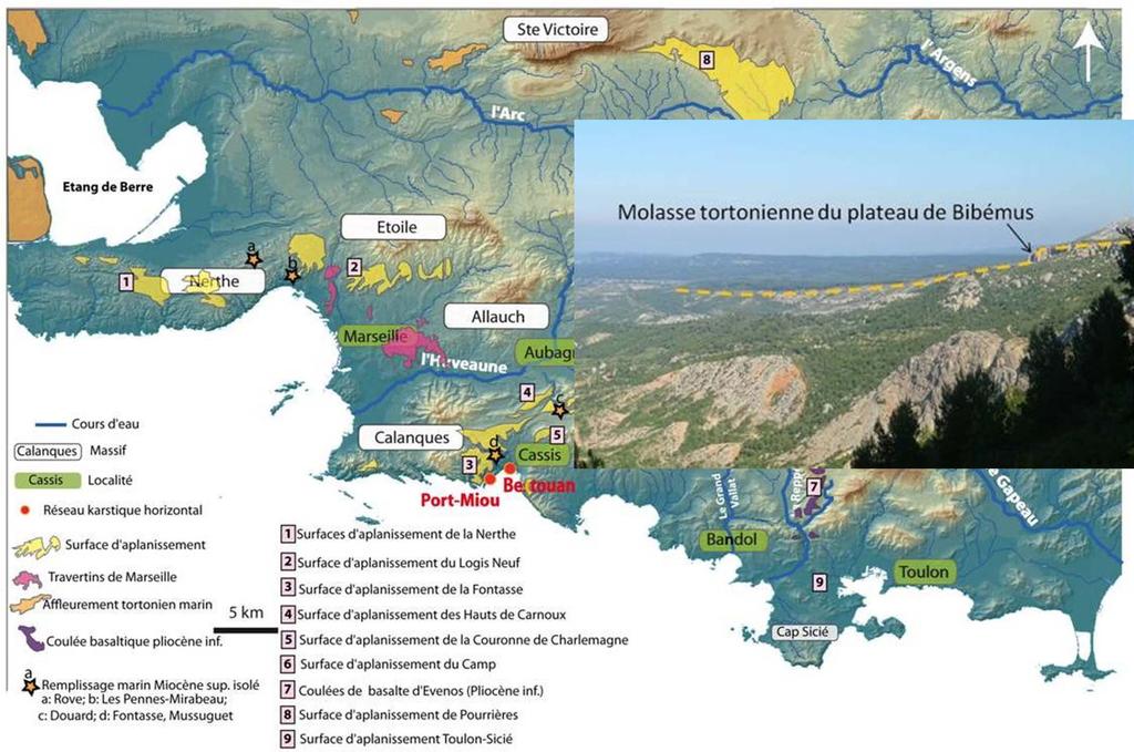 Onshore geomorphology Uplifted Miocene