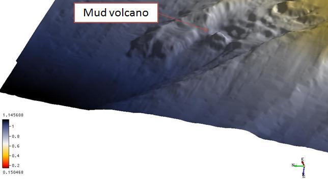 recognized the presence of possible mud volcanoes, located directly over the target area