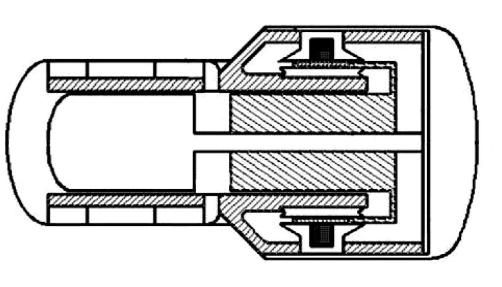 distinguished from a piston in that it displaces gas from the compression space to the expansion space without affecting the working space volume.