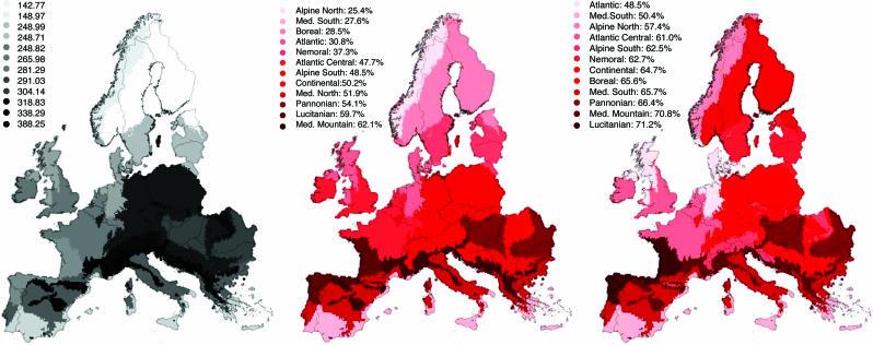 , 2005. Climate change threats to biodiversity in Europe. PNAS 102, 8254. 27 Spatial sensitivity of plant diversity in Europe ranked by biogeographic regions.