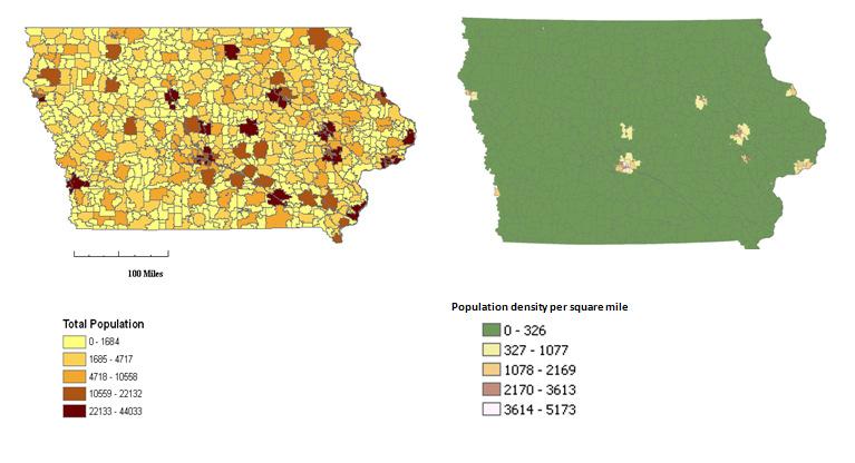 93 Figure 2.7: Population distribution of ZCTAs in Iowa, 2000. 0 k 1 k 2 Uniform distribution of PRNG.. 0 0.15 Range of k 2 0.42 1 Cumulative weight of k regions k n 1 Figure 2.