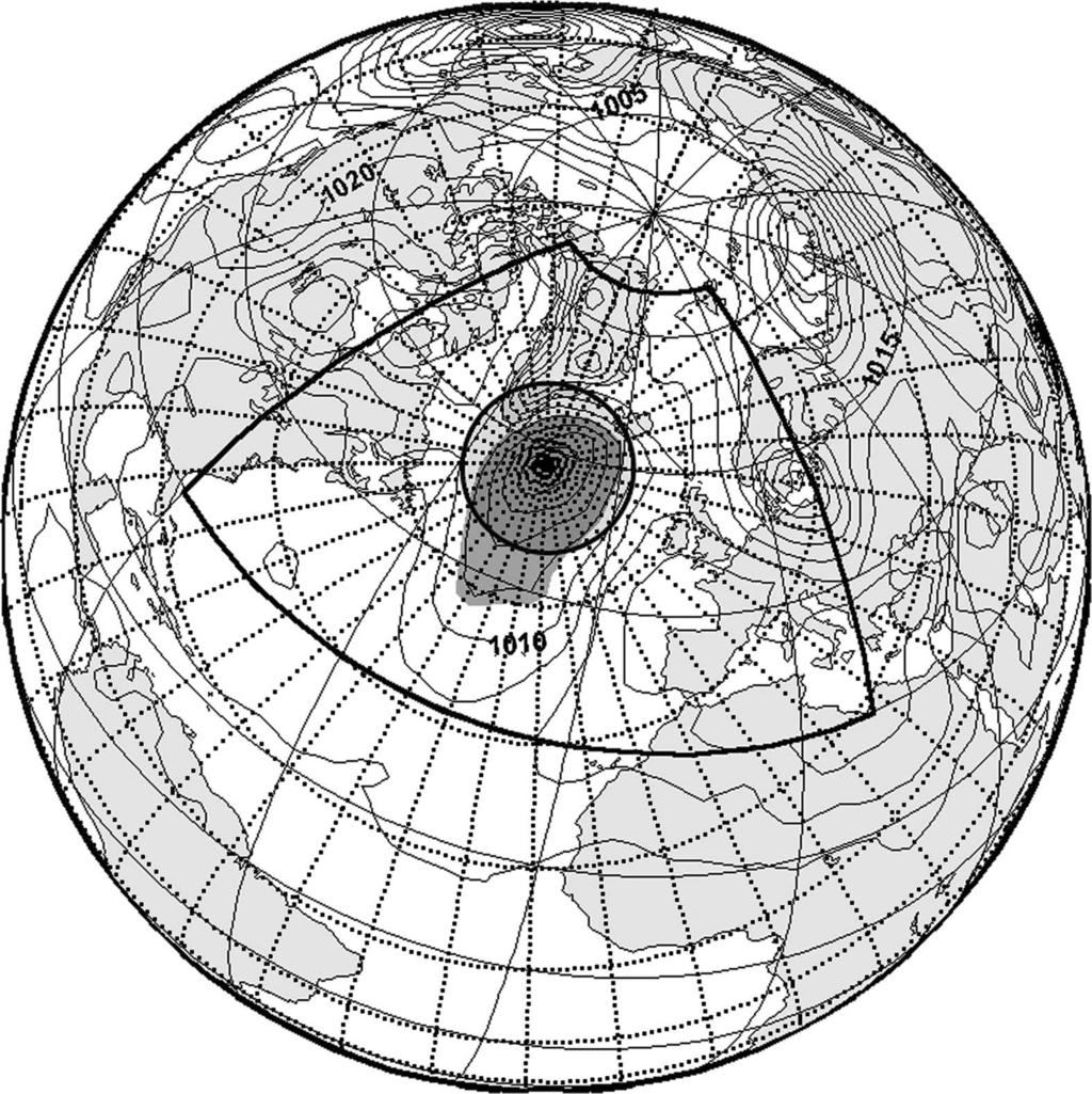 JULY 2007 R U D E V A A N D G U L E V 2571 FIG. 1. Collocation of the virtual pole with the center of the cyclone at 0000 UTC 23Nov 2004.