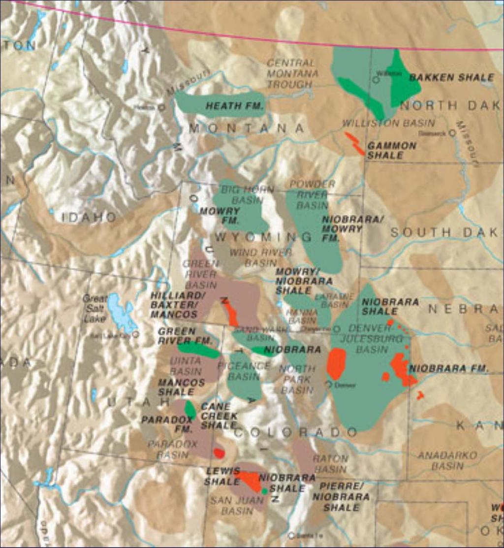 Niobrara Producing Basins Powder River Basin DJ Basin Laramie Basin Hanna Basin Sand