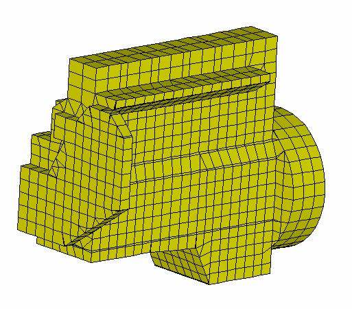 Once the enclosure mesh had been created, the engine mesh could be inserted into the enclosure mesh for those cases that used the engine. The engine was modeled from a Cummins B-series diesel engine.