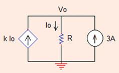 .3 (a) Find the value of V 0 in the circuit shown in Fig..3. (b) If the gain constant of dependent source is k, what are