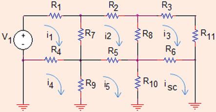.5 Thévenin Norton Equivalent Circuits and Maximum Power Transfer 77 Fig..3 Circuit for Thévenin voltage calculation in Problem.5.5 Fig..3 Circuit for short circuit current calculation in Problem.5.5