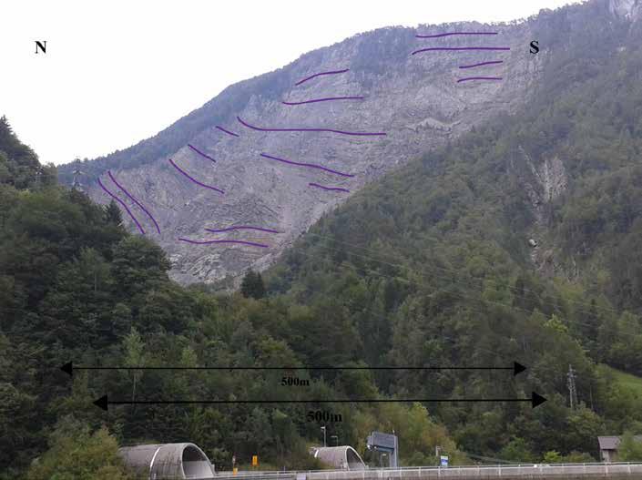 Figure 5.2. Thinly bedded, basinal deposits in the top of the hill 5.