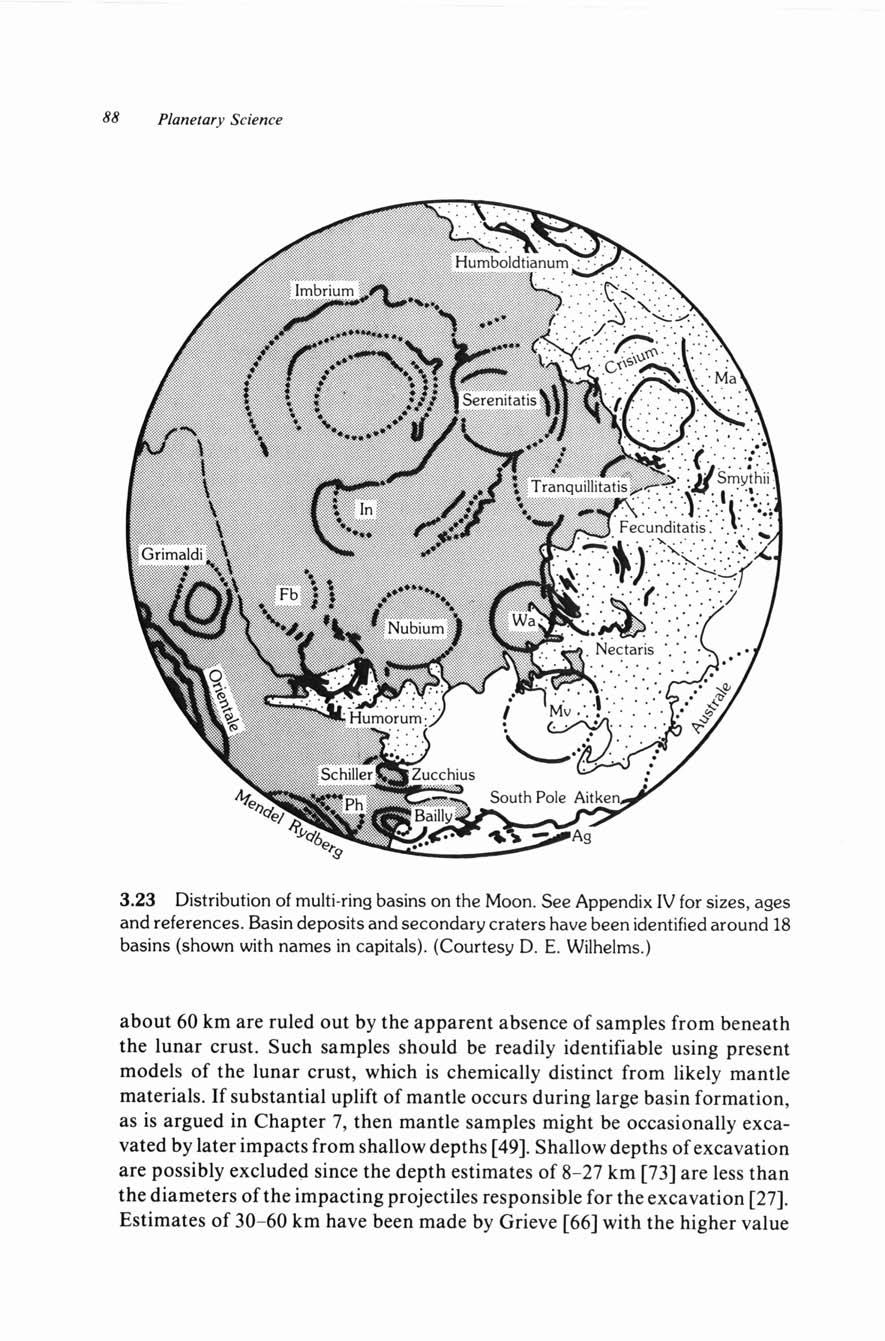 88 Planetary Science 3.23 Distribution of multi-ring basins on the Moon. See Appendix 1V for sizes, ages and references.