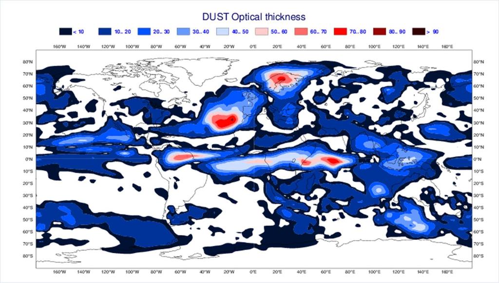 Fraction of change in Dust optical
