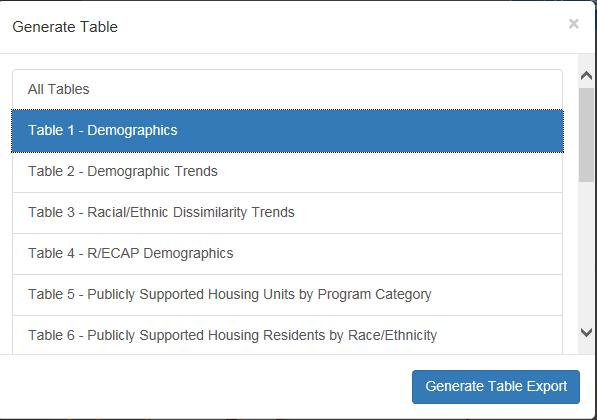 3.1.3 Table 1 Demographics To access information regarding demographics, click the Table 1 - Demographics button located in the Generate Table