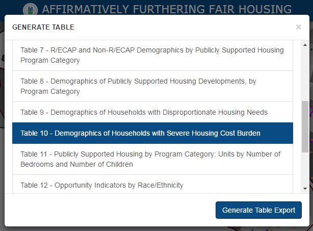 4.1.11 Table 10 - Demographics of Households with Severe Housing Cost Burden To access information regarding Demographics of Households with Severe Housing Cost Burden, click the Table 10 -