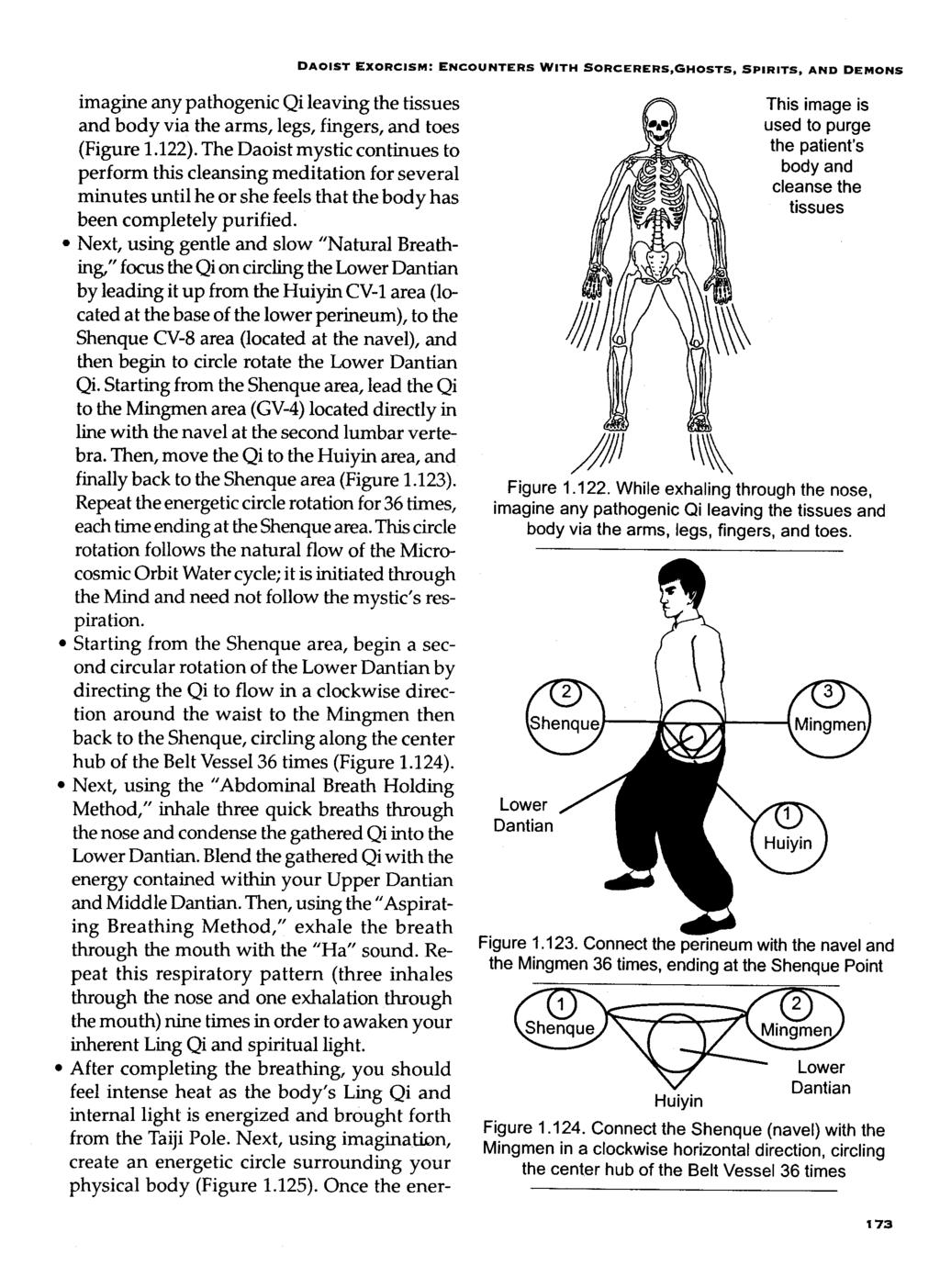 DAOIST EXORCISM: ENCOUNTERS WITH SORCERERS,GHOSTS, SPIRITS, AND DEMONS imagine any pathogenic Qi leaving the tissues and body via the arms, legs, fingers, and toes (Figure 1.122).