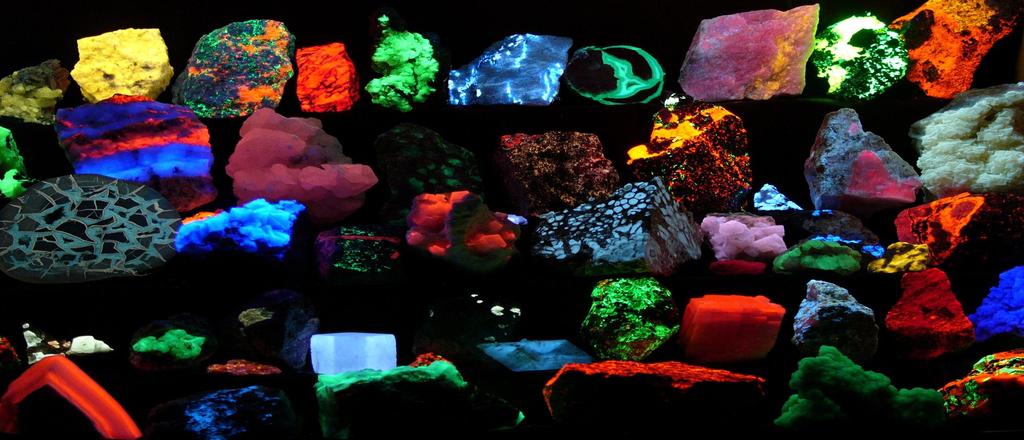 Fluorescent minerals emit visible