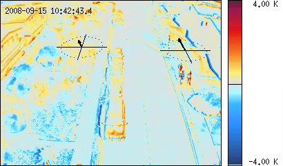 Time-sequential thermography of fluctuations with wind vectors overlaid 13m