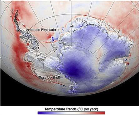 Claim: Arctic, antarctic and Greenland ice loss is accelerating due to global warming REBUTTAL Satellite and surface temperature records and sea surface temperatures show that both the East Antarctic