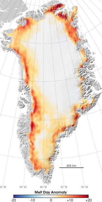 Greenland Ice Sheet You and your team have collected lots of data from Greenland about the number of days that the ice sheet is melting.