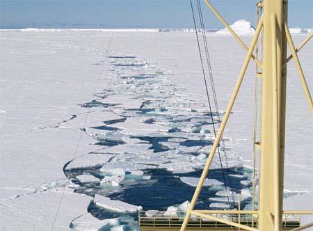 While sea ice forms from salt water, most of the salt is left out of the ice. If the sea ice lasts for more than a year it continues to get rid of expel salt.