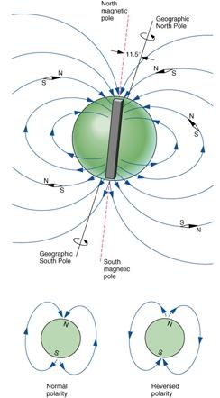 Earth s Magnetic Field A magnetic field (region of magnetic force) surrounds the Earth Field has north and south magnetic poles Earth s