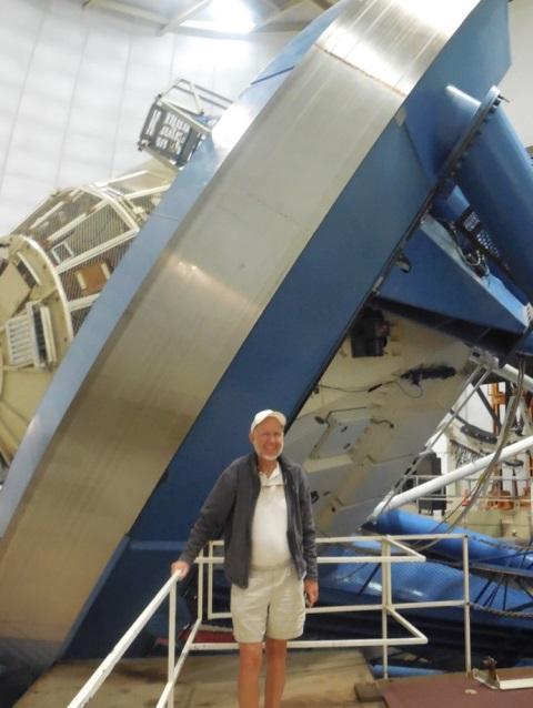 The active supports can also be manually fine-tuned by the telescope operator. Figure 15. Russ at the 4-meter telescope.