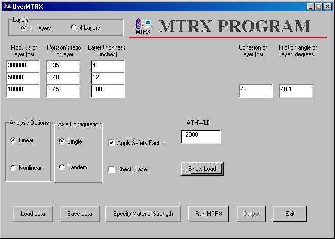 Figure 3. Dialog Box to Load an Input Data File into MTRX.