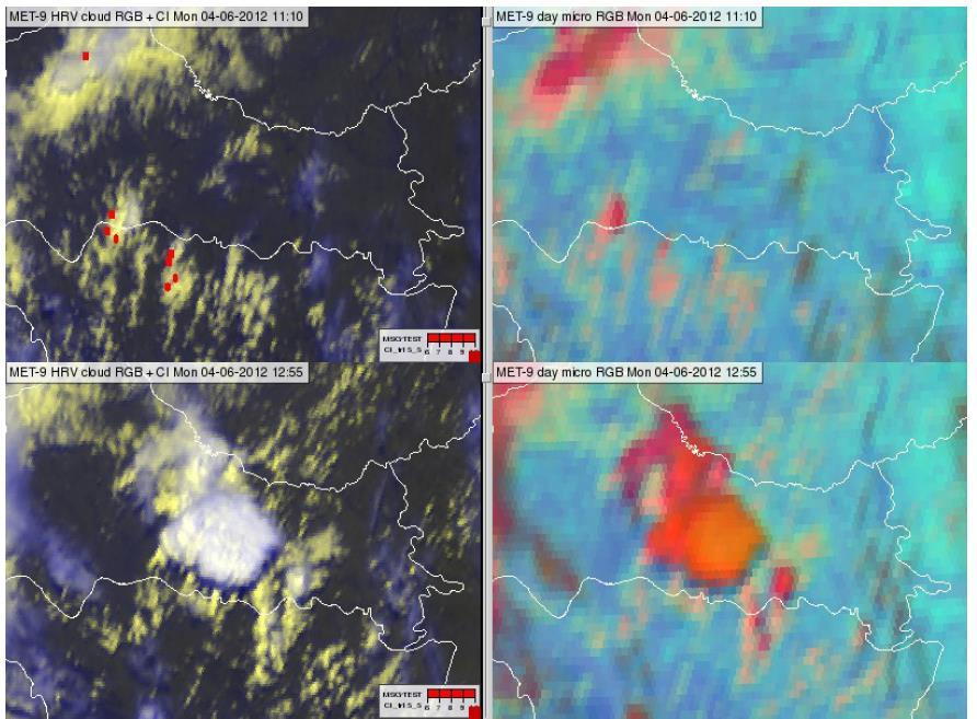 several pixels were detected with CI algorithm later a severe convective system was formed Day