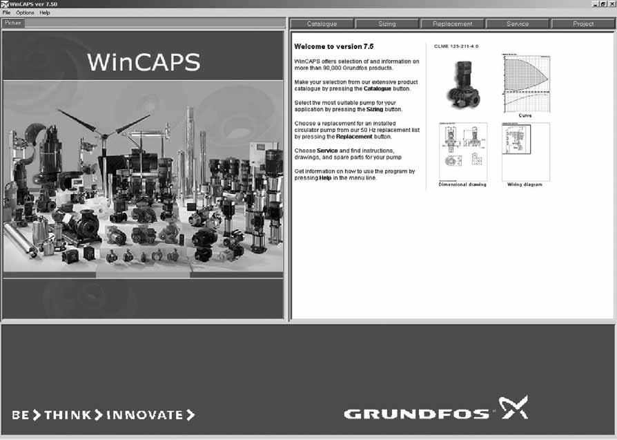 Available on CD-ROM in more than languages, WinCAPS offers detailed technical information selection of the optimum pump solution dimensional drawings of each pump wiring diagrams of each pump