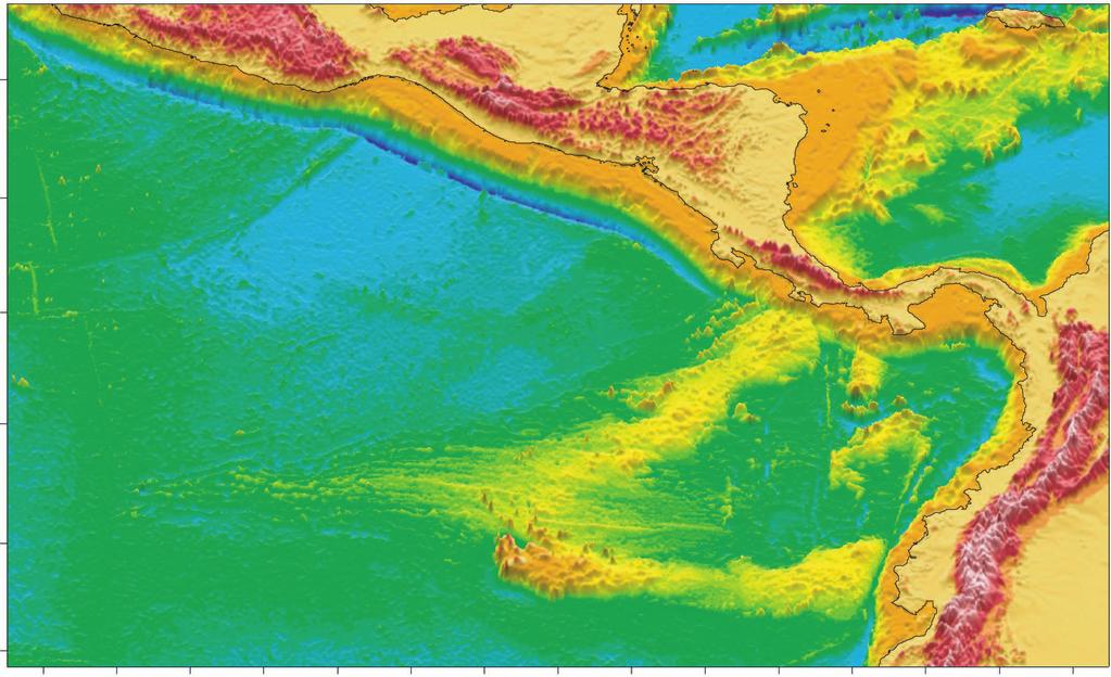 Figure F1. Bathymetric map of the eastern central Pacific showing Leg 170 and 205 drilling areas in the Middle America Trench offshore Costa Rica. Map is modified after Vannucchi et al. (3).