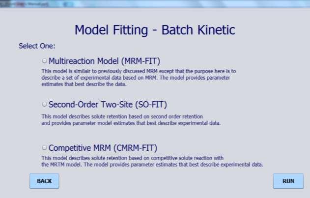 Fitting Models for Batch Sorption Multireaction Fitting Model (MRM-FIT) This model is that of the multireaction model described earlier.