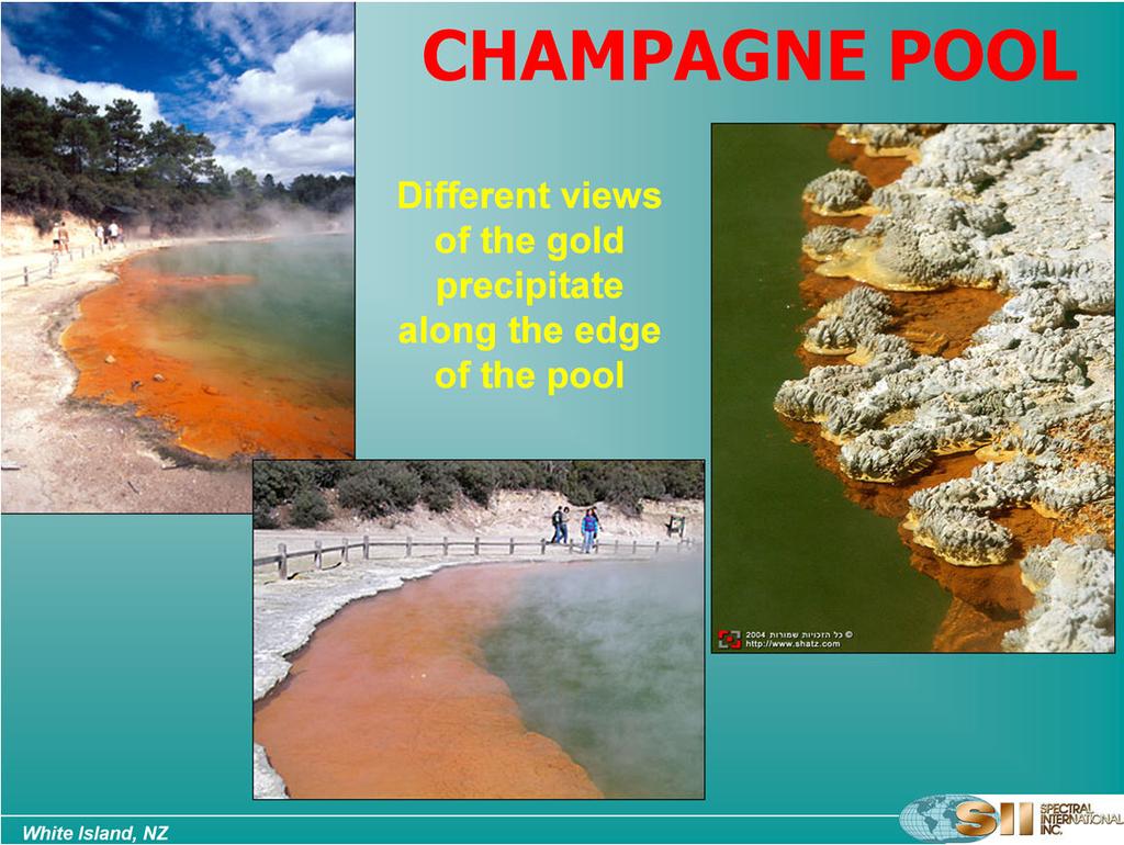 As noted previously, the orange precipitate along the pool edge is an arsenide and contains gold.