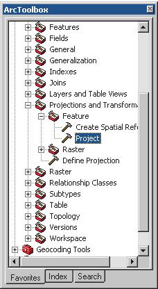 You specify the input dataset and the coordinate system to project into, and ArcGIS creates the new dataset.