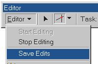 Saving your edits Now save your changes to the park feature class in the database. 1. Click Editor, then click Save Edits. 5.