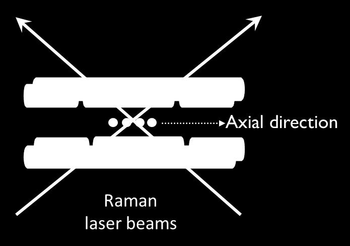 beams L1 and L2 with δk along the trap axis.