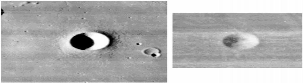 Craters formed by oblique impact on the Moon and Venus 1557 Fig. 4. Lunar Orbiter images of Wollaston (left, 9.8 km diameter) and Messier D (right, 8.3 km diameter).