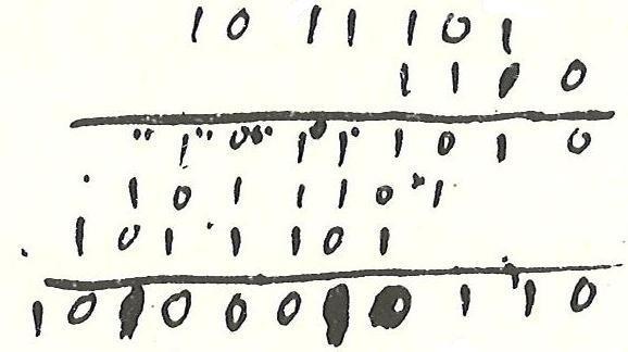 1 0 1 1 1 0 1 1 1 1 0 1 0 1 1 1 0 1 0 1 0 1 1 1 0 1 1 0 1 1 1 0 1 1 0 1 0 0 0 1 0 1 1 0 Figure 4: Leibniz s text (left) and its transcription (right).