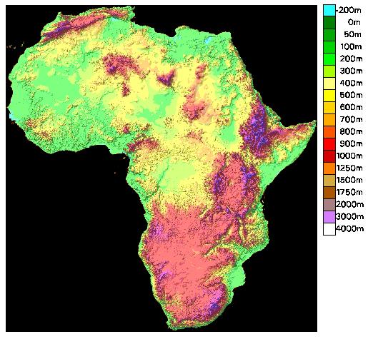 Dynamic topography The place to look for: Africa, especially