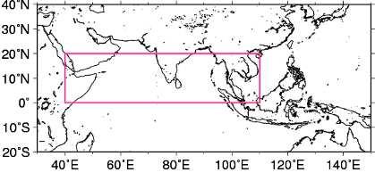 Figure 14 Time-series representation of the zonal wind shear index between 200-hPa and 850-hPa averaged over the North Indian Ocean and southern Asia (the region enclosed by the pink rectangle in the
