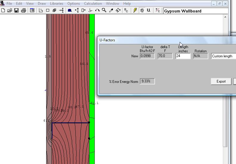 Example screenshot: THERM analysis of steel