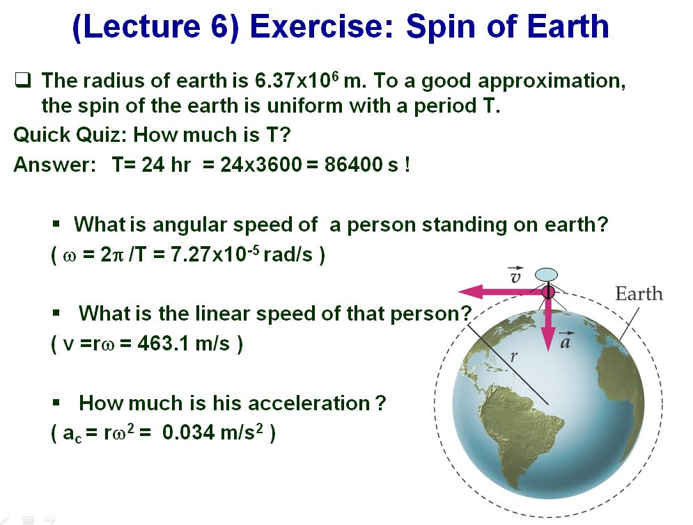 Uniform Circular Motion: Useful Formulas q ω = π /T ( or T = π/ω ) v q Linear speed v=rω = πr/t q
