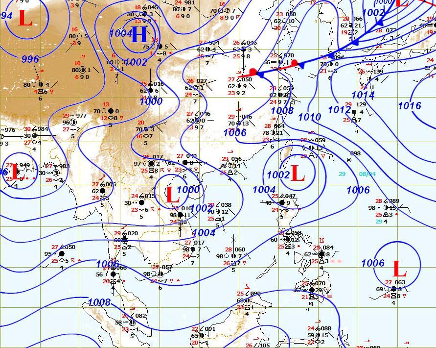 Figure 2: Weather map for Southwest Monsoon in mid - Tropical Low Pressure and Inter Tropical Convergence Zone (ITCZ):
