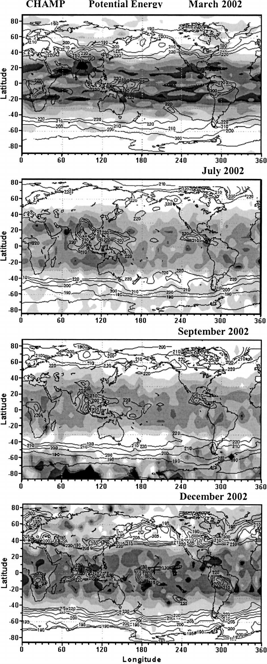 However, this later feature is not clearly observed during March 2002, which reveals that the large E p values observed over the midlatitude continents are either not due to mountain/lee waves