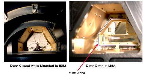 Figure 2. (LEFT) The ACIS instrument mounted onto the SIM looking down toward the FP. The ACIS door is closed.