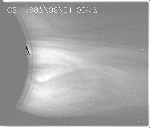 Images are differences with an image obtained at 10:43 UT. A bright loop is formed above the prominence and moving outwards. One of its footpoint is located near the equator.