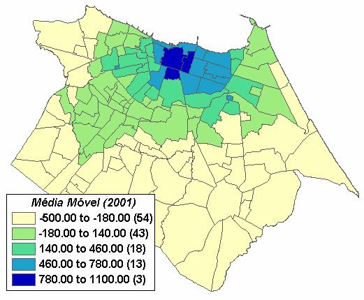 ESDA funtions Exploratory Spatial Data Analysis by Areas Identification of spatial trends: weighted average zi: difference between